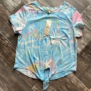 Junior’s Tie Front Tye Dyed Top
